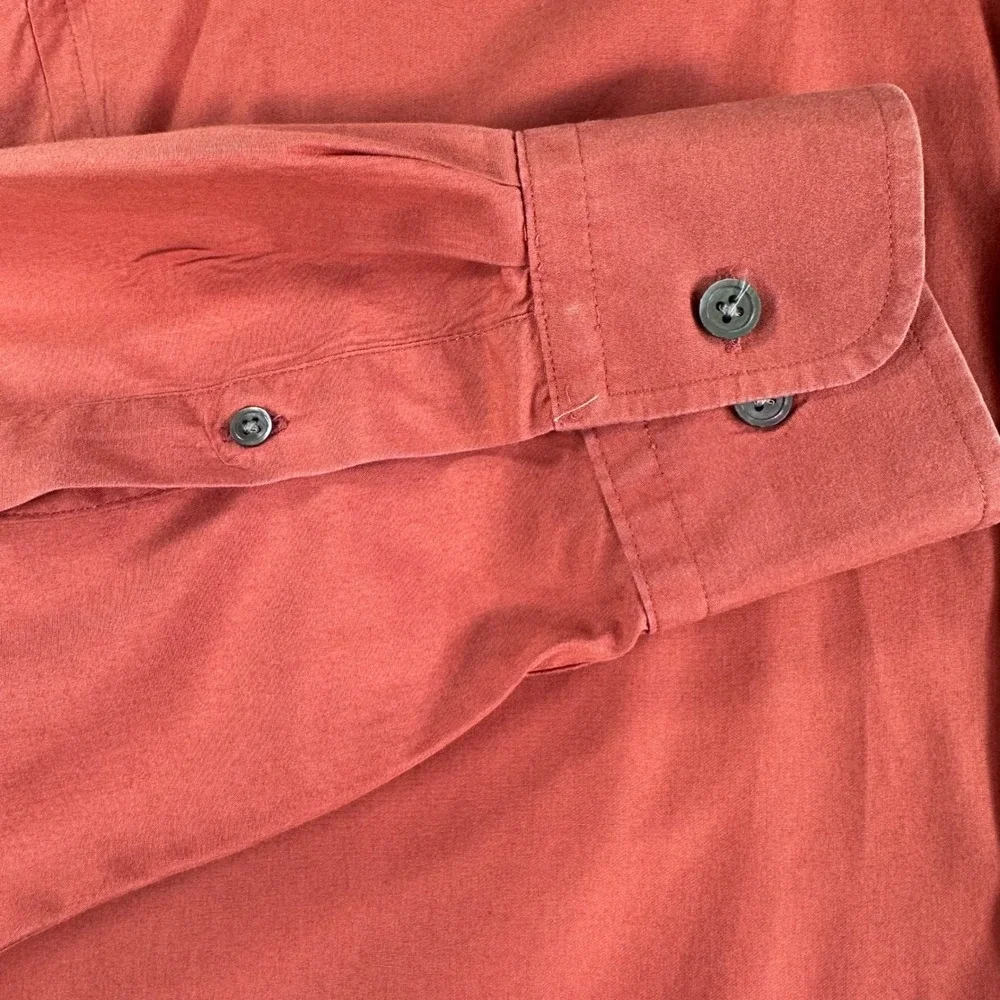 Banana Republic Button Down Mens M Medium Orange Long Sleeve Cotton Casual Shirt